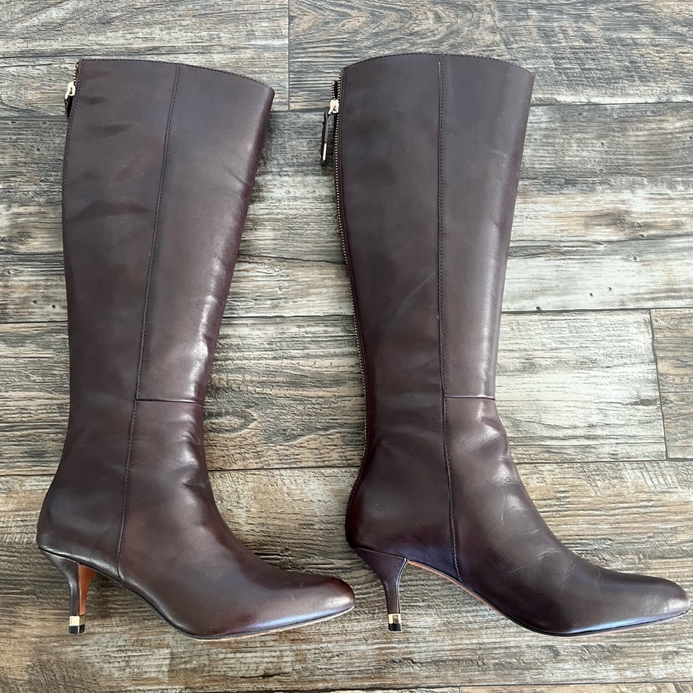 Coach Fayth Semi Matte Calf Leather Boot Chestnut Brown Size 6 - Picture 3 of 14